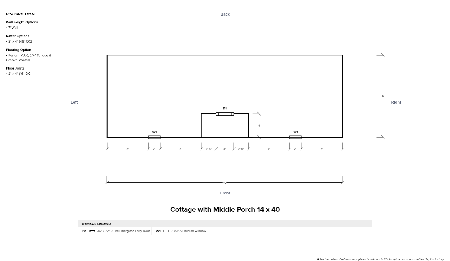 Cottage with Middle Porch 14 x 40 - Image 6